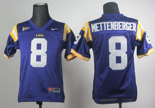 Tigers #8 Zach Mettenberger Purple Stitched Youth NCAA Jersey - Click Image to Close
